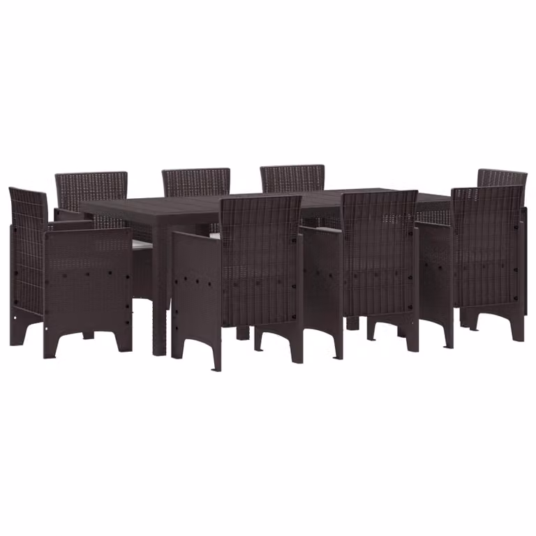 vidaXL Set da Pranzo per Giardino 9 pz Marrone Polipropilene