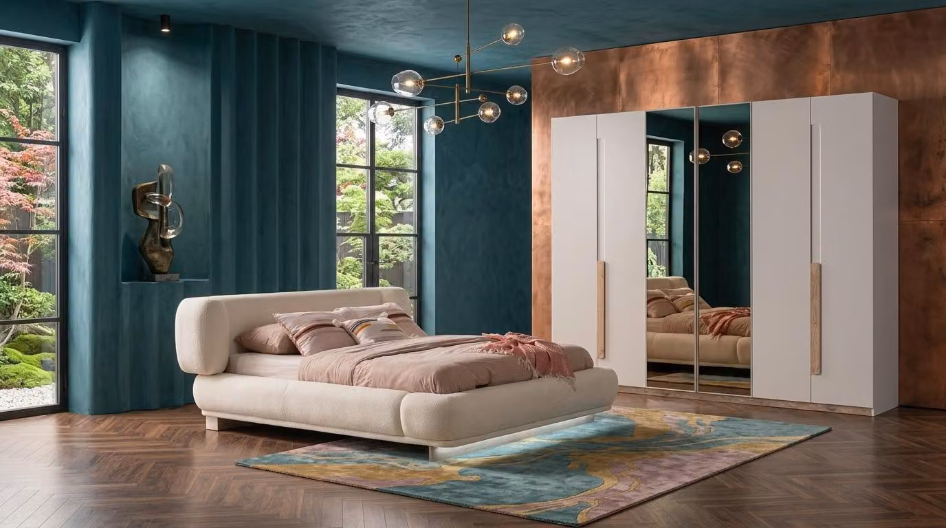 Armadio per camera da letto, stile moderno, beige, comodo e pratico