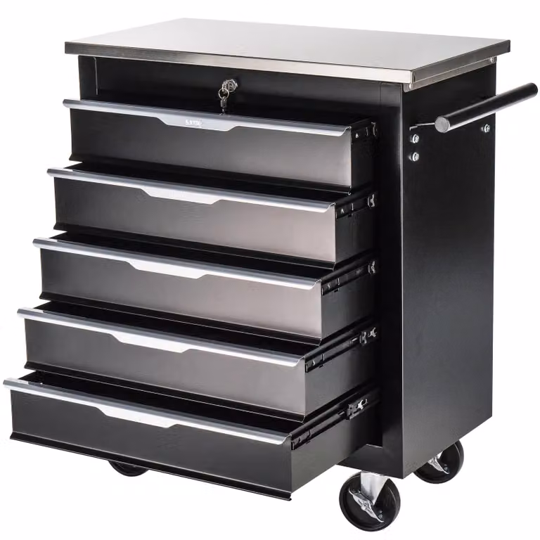 Armadio da officina STIX, carrello portautensili, 5 cassetti, ruote con freno, GarageGo P5