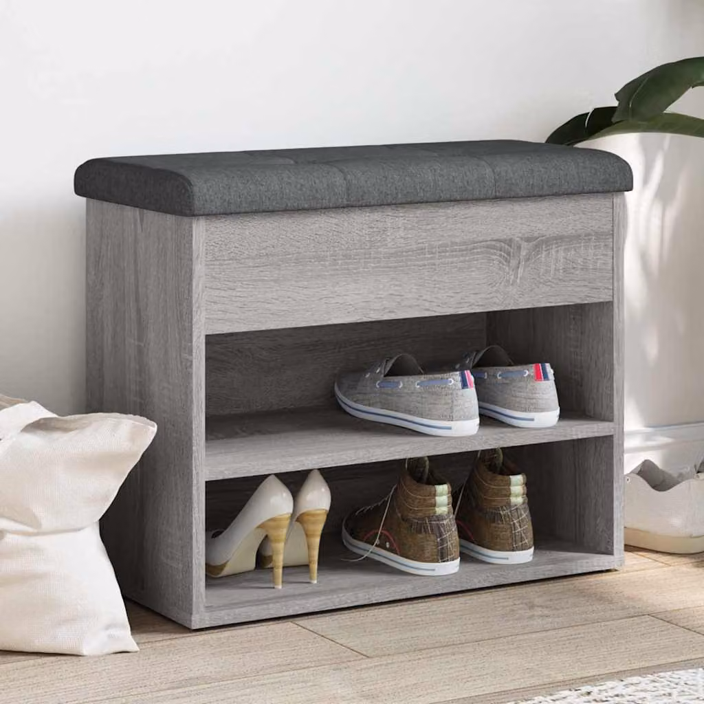 Panca porta scarpe moderna vidaXL in legno e MDF grigio L: 62 cm, P: 32 cm, H: 50 cm