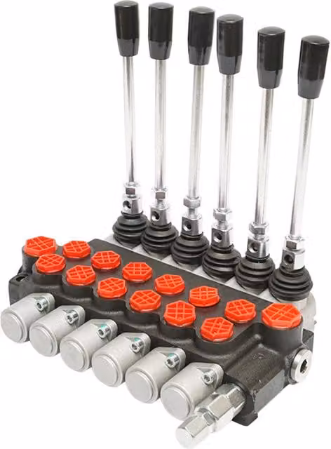 Distributore oleodinamico Breckner a 6 leve nero con portata 40L/min e range -15/+80 B