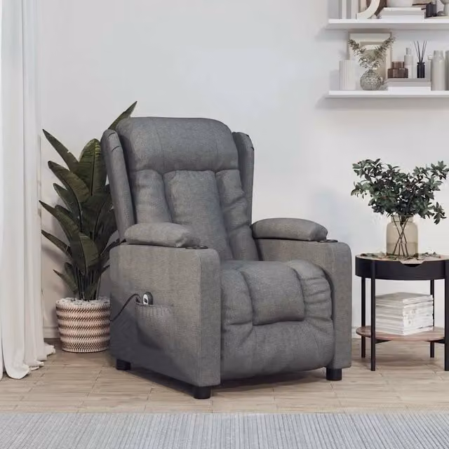 Poltrona Elettrica Reclinabile-Divano Sedia Grigio Scuro in Tessuto 416121