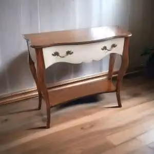Consolle Lolla in legno Shabby chic bianco anticato e noce Bassano