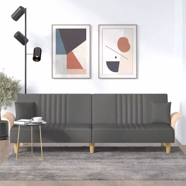 Divano Letto con Braccioli-Sofa Letto-Daybed Grigio Scuro in Tessuto 806609