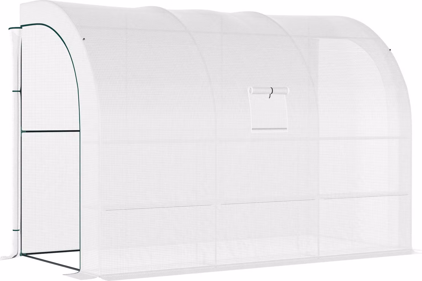 Serra a fogliame Moonbite, dimensioni 300 x 150 x 213 cm, con 6 ripiani in filo metallico, porte con cerniera, finestre a rete, struttura in acciaio, materiale plastico, colore bianco