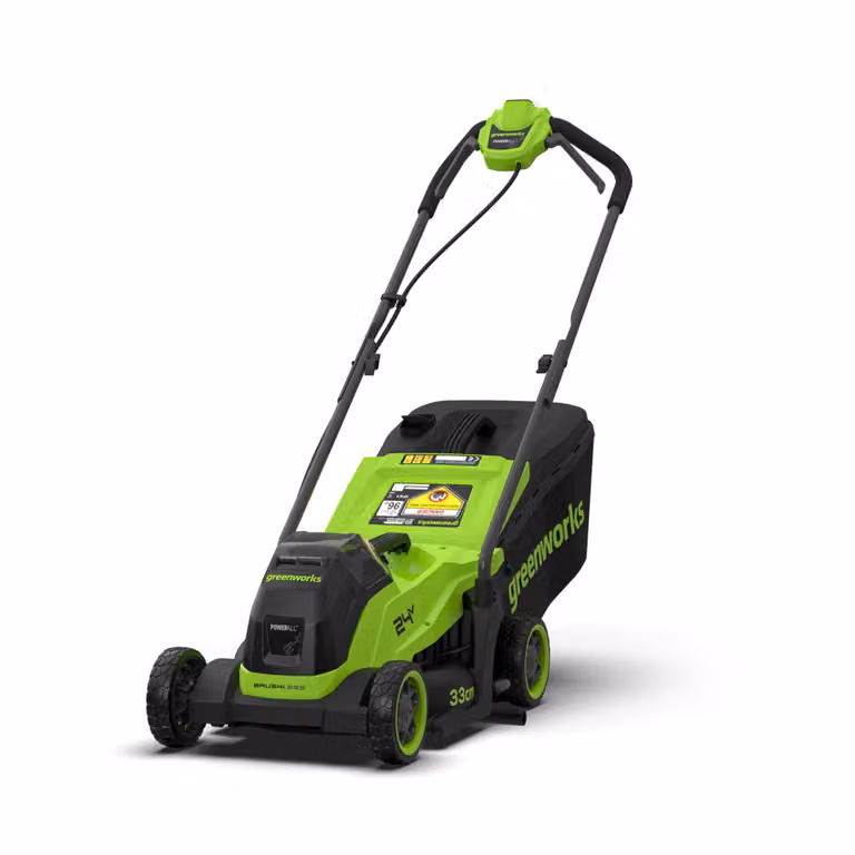 Greenworks POWERALL 24V Rasaerba Gen. II Verde con Kit Mulching e Sacco di Raccolta (Senza batteria)