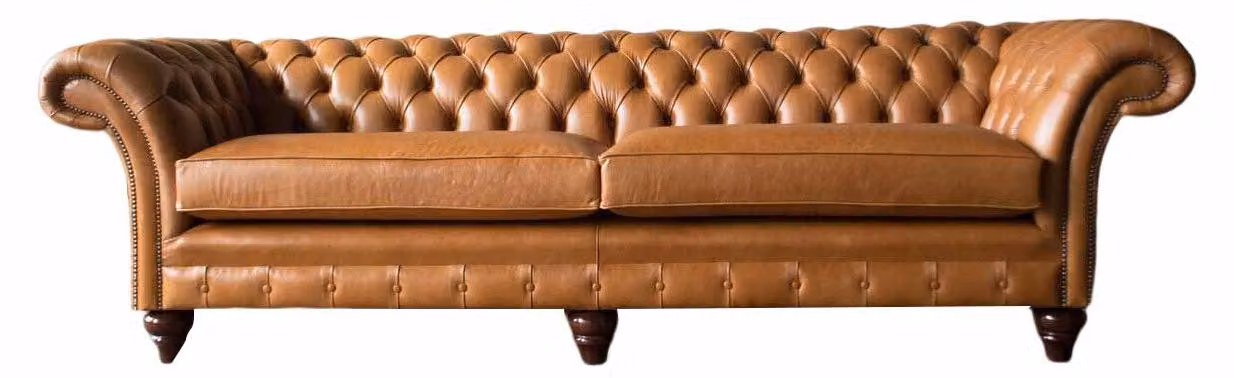 Sofa 4 Sitzer Couch Polster Chesterfield Sofa Sitz Leder Design Braun Möbel