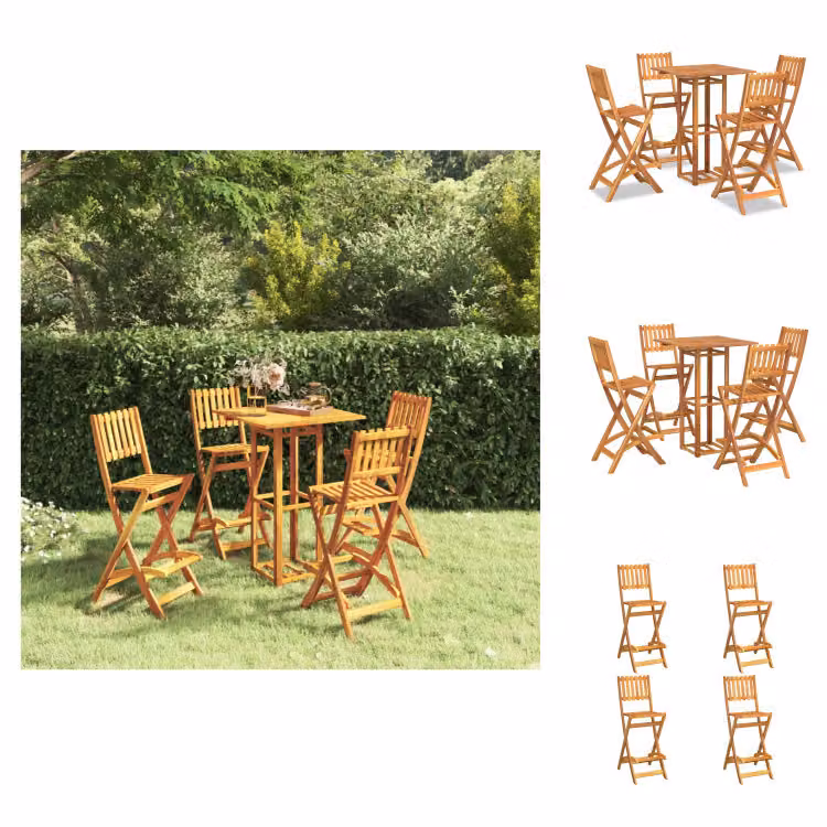 vidaXL Set bar da giardino 5 pezzi in legno massiccio di acacia - Set di mobili da giardino