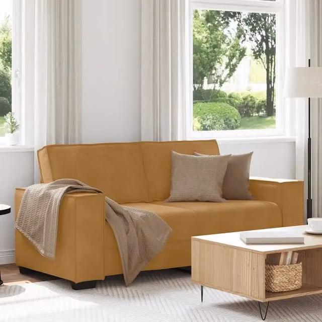 Divano a 2 Posti-Sofa 2 Posti Marrone 140 cm in Velluto 618774