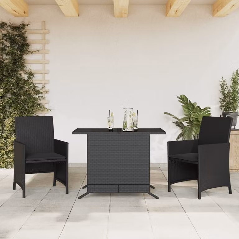 Maison Exclusive - Set da bistrot 3 pezzi con cuscini Nero Poly Rattan