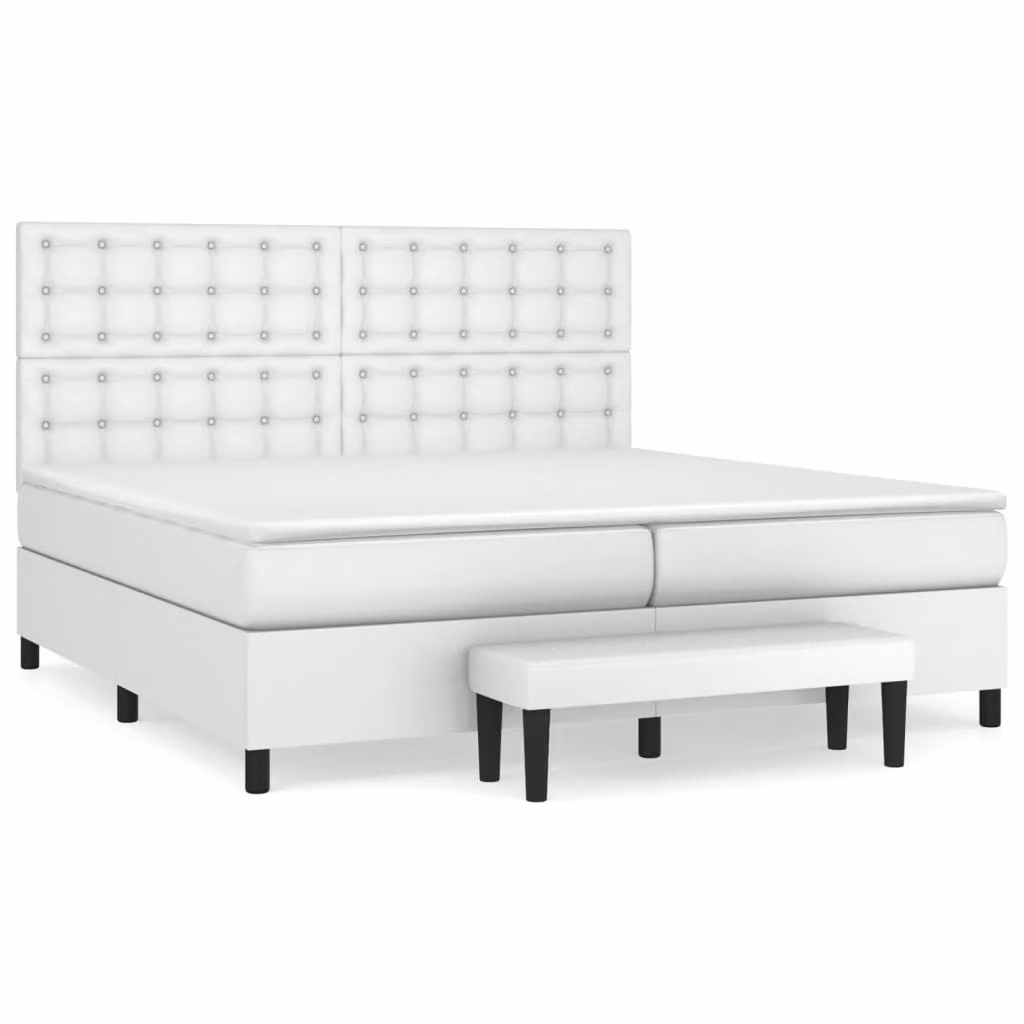 Giroletto a Molle con Materasso Bianco 200x200cm in Pelle finta