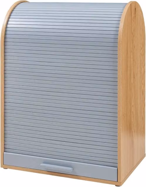 Mobiletto da ufficio 80 x 60 x 40 cm con ripiani unità bassa con anta scorrevole colore grigio bambù 03_0008865