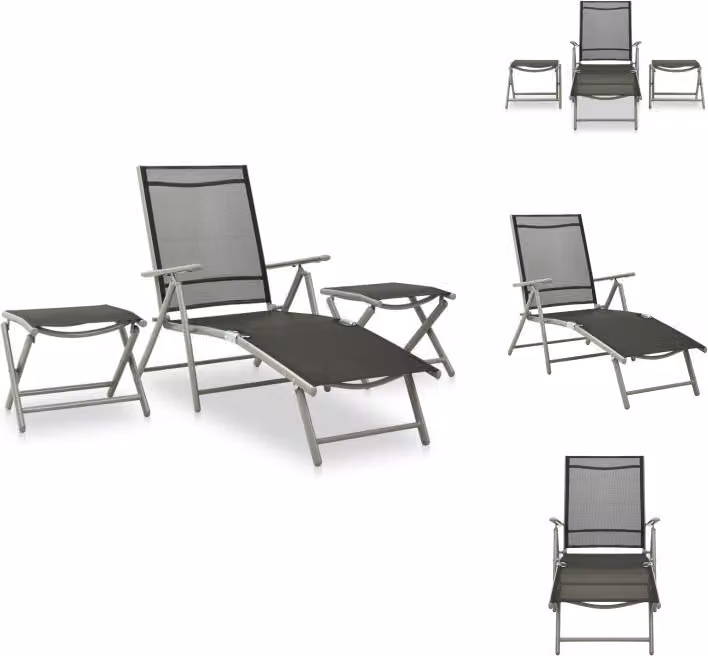 vidaXL Set di 3 pezzi da giardino in tessuto e alluminio argento - Set di mobili da giardino