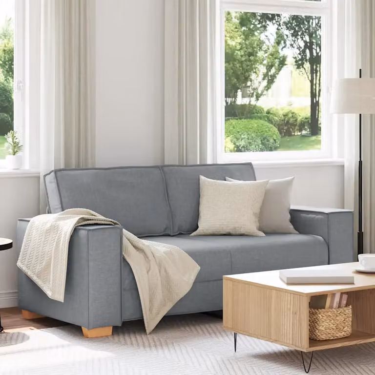 Divano a 2 posti vidaXL in tessuto Grigio con cuscini, L: 180 cm, P: 78 cm, H: 84 cm