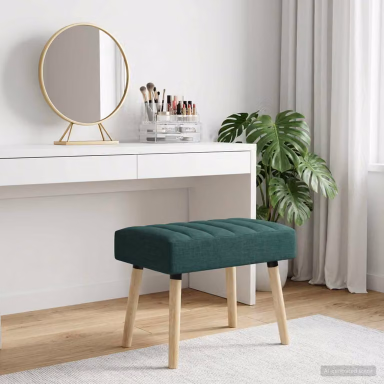 Panchina trapuntata a canale vidaXL in tessuto verde con struttura in legno di gomma L: 60 cm, P: 40 cm, H: 45 cm