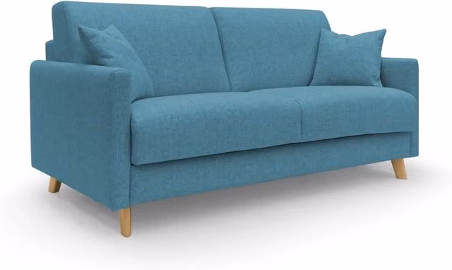 Divani.Store Edgar Divano letto matrimoniale in tessuto impermeabile azzurro L: 180 cm, Materasso: 140 x 190 cm