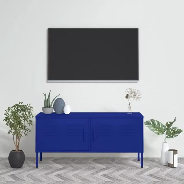 Mobile TV vidaXL Blu Marino in Metallo per Soggiorno L/P/H: 105 x 35 x 50 cm – 1