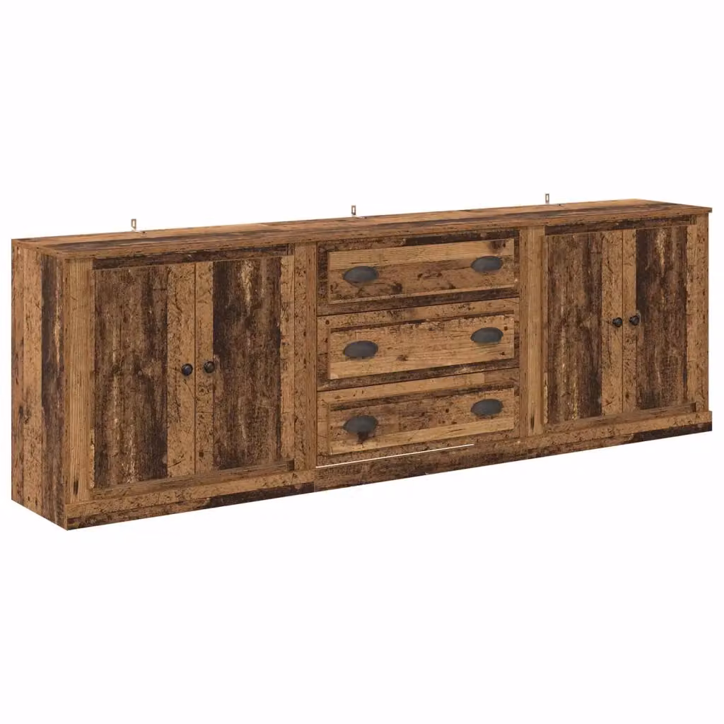 Set di 3 sideboard vidaXL in legno color marrone antico per soggiorno e sala da pranzo, L/P/H: 210 x 35,5 x 67,5 cm – 2