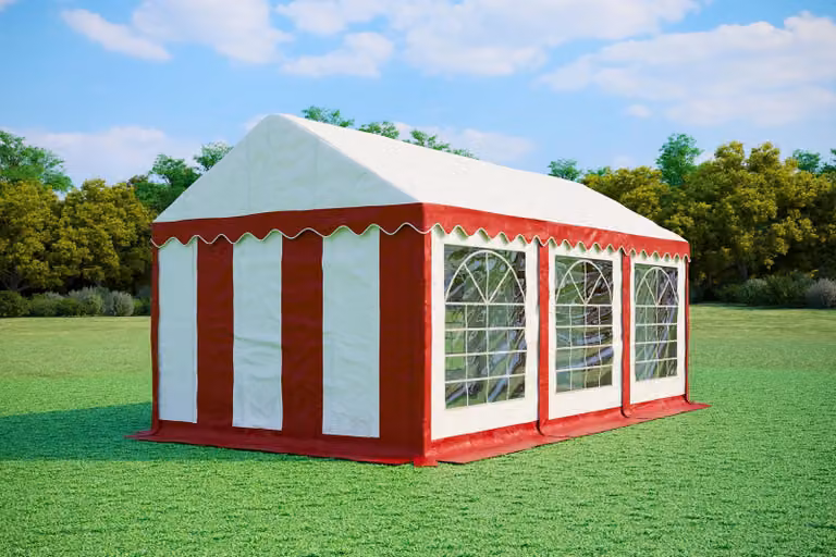 Tenda per feste 3x6 metri, PVC PREMIUM, 500 g/m² - Rosso e bianco