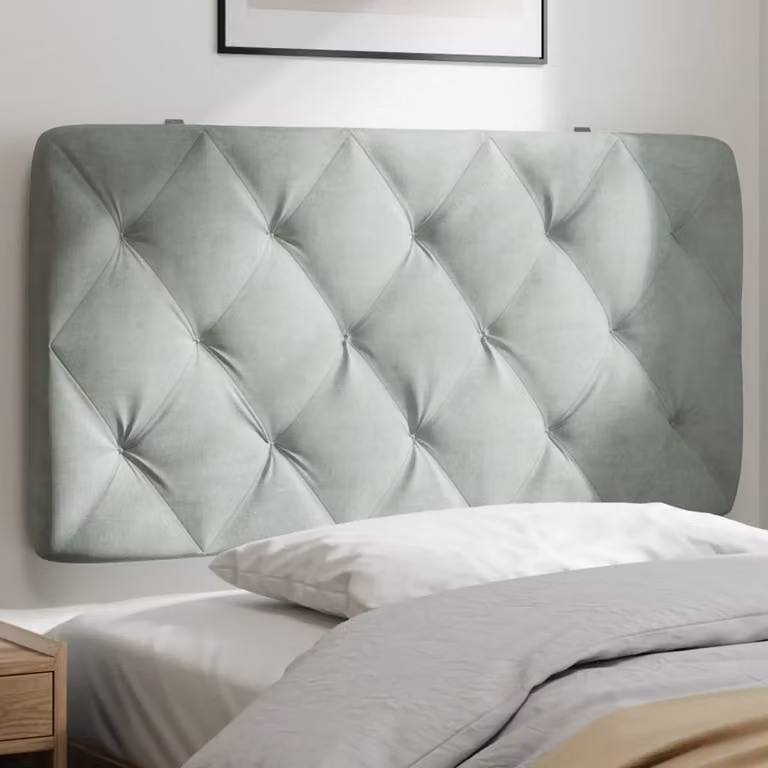 Cuscino Testiera vidaXL in Velluto Grigio Chiaro, L: 100 cm