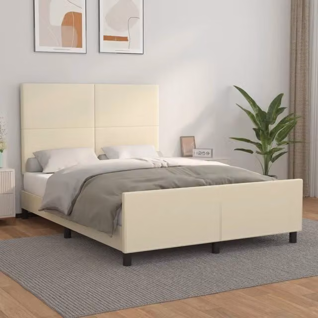 Letto con Testiera vidaXL in Similpelle Beige L/P/H: 140 x 190 cm – 1