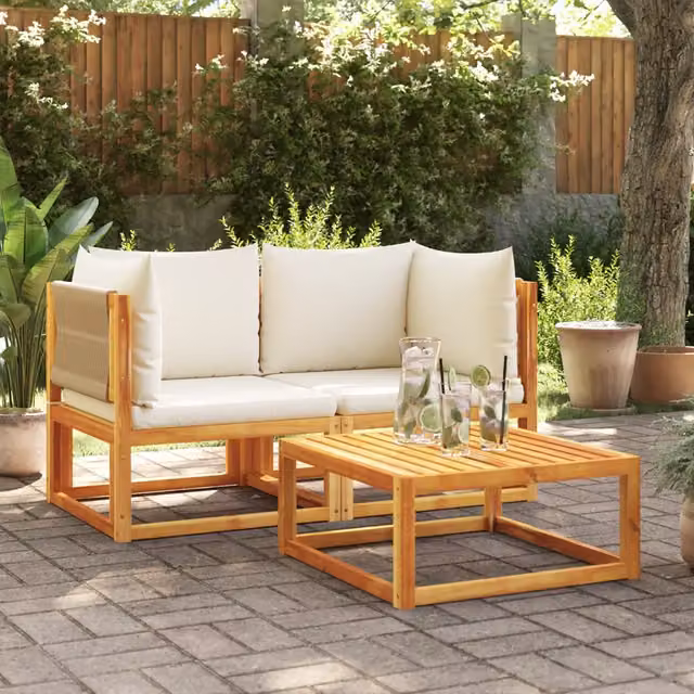 Divani da Giardino Angolari con Cuscini 2 pz in Legno di Acacia 3278853