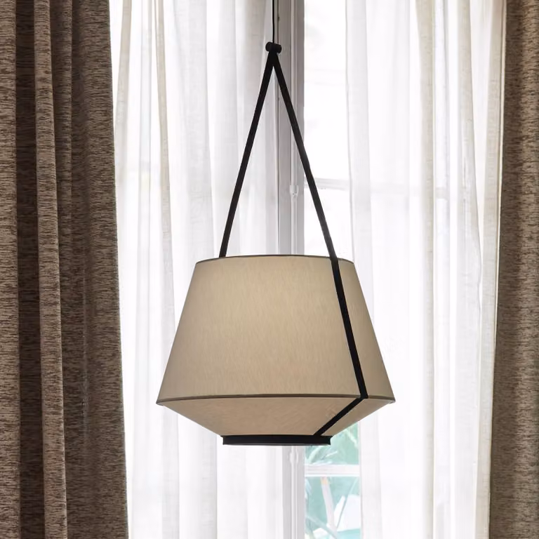 Forestier Lampada a sospensione Carrie S, dimmerabile, Verde, Soggiorno / Sala da pranzo, Tessuto / Stoffa / Seta, Design, Lampada a sospensione
