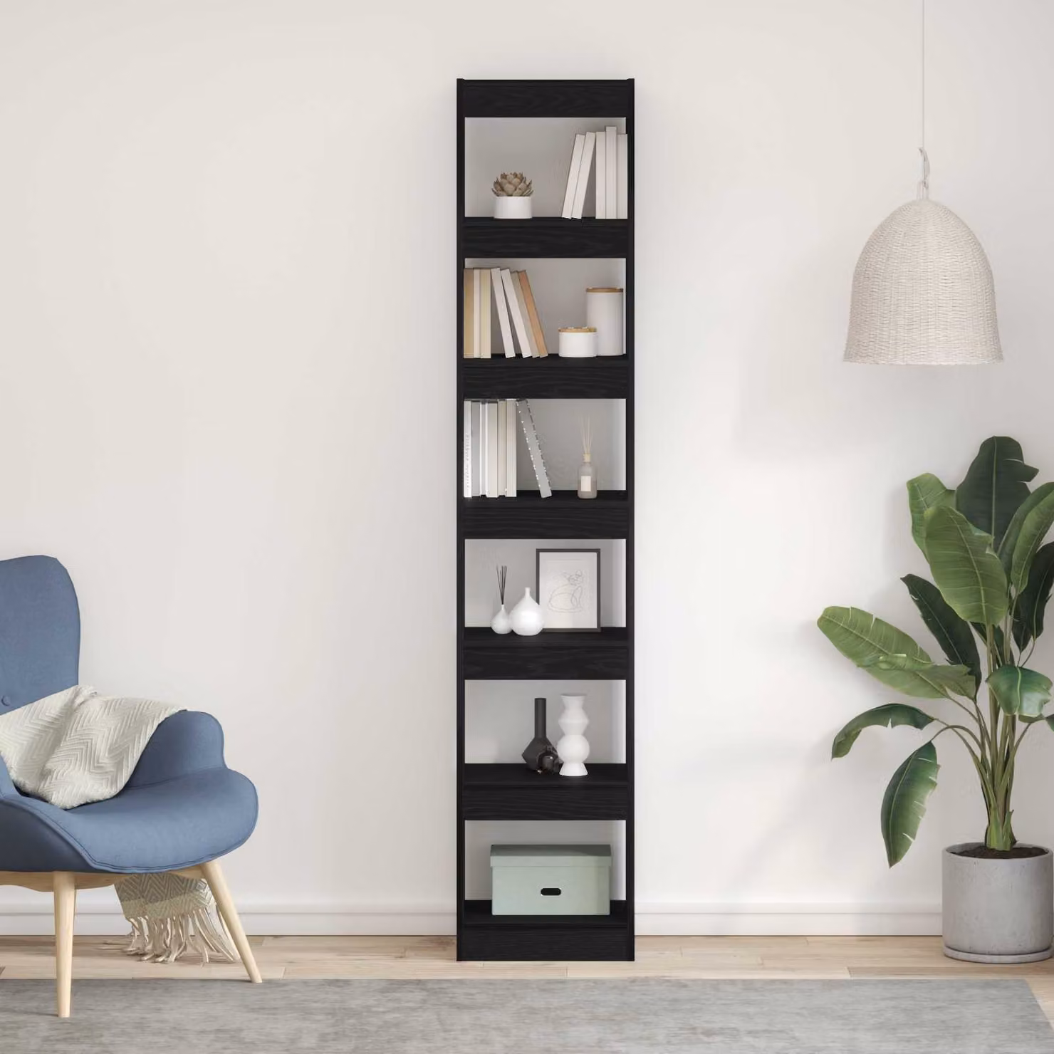 vidaXL Armadio per Libri Moderno in MDF, 6 Livelli, Colore Nero e Marrone, L 40 cm x P 30 cm x H 198 cm