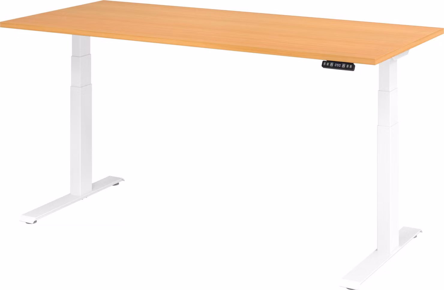 Scrivania regolabile in altezza XDKB | 2 motori | 120 - 180 cm | elettrica, dimensioni piano:180 x 80 cm, colore piano:faggio, colore telaio:bianco
