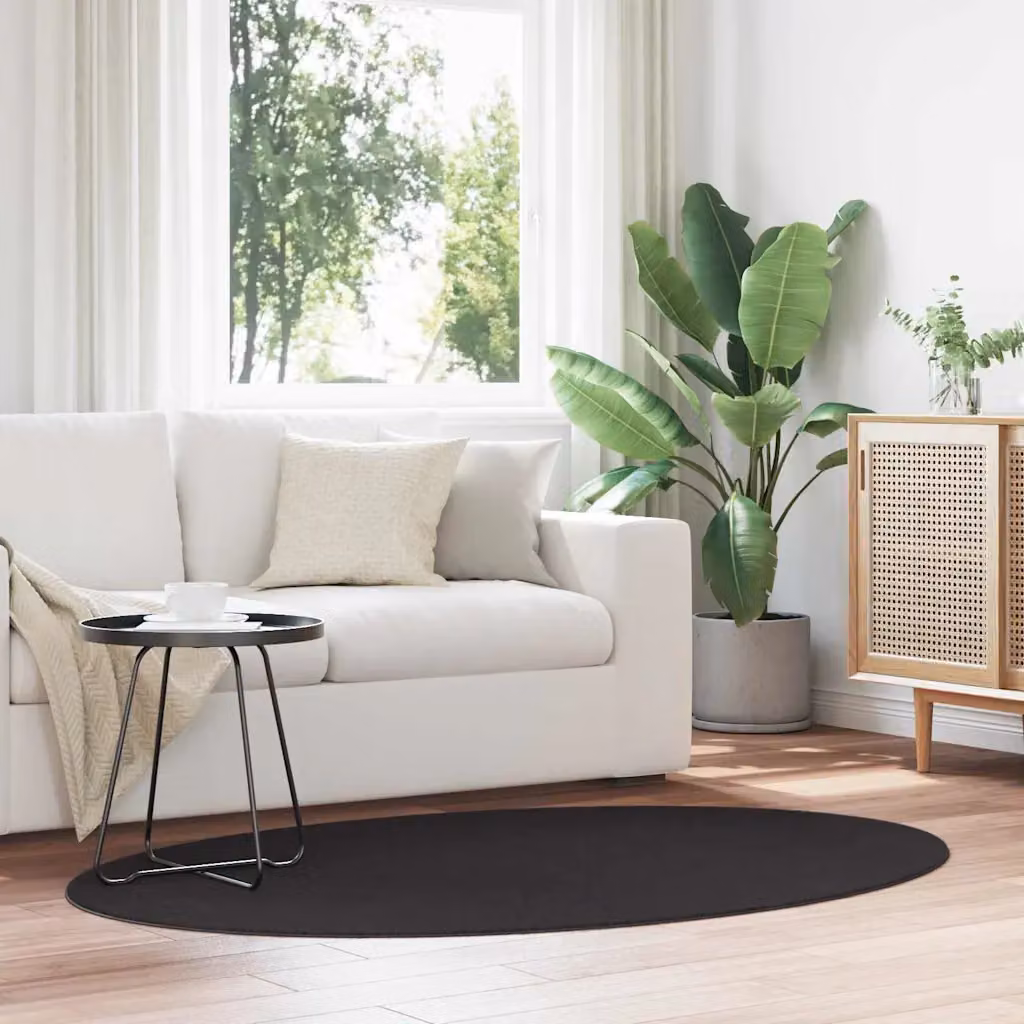 Tappeto moderno vidaXL HUARTE nero in 100% poliestere, lavabile e antiscivolo, L: 200 cm x P: 100 cm