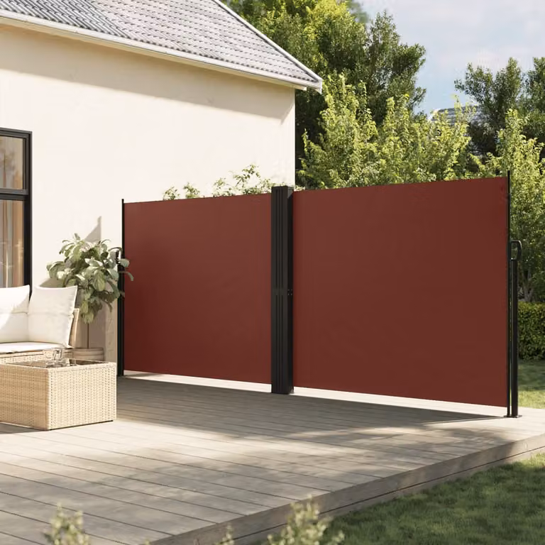 vidaXL Tenda da Sole Laterale Retrattile in Poliestere e Acciaio, Marrone, L: 600 cm, H: 160 cm
