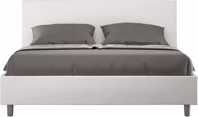 Letto matrimoniale senza rete imbottito 160x210 similpelle bianco Adele