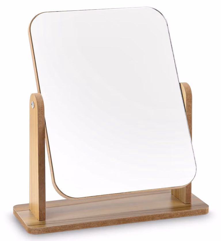 Specchio da tavolo in legno, freestanding, 25x22 cm, specchio per il trucco