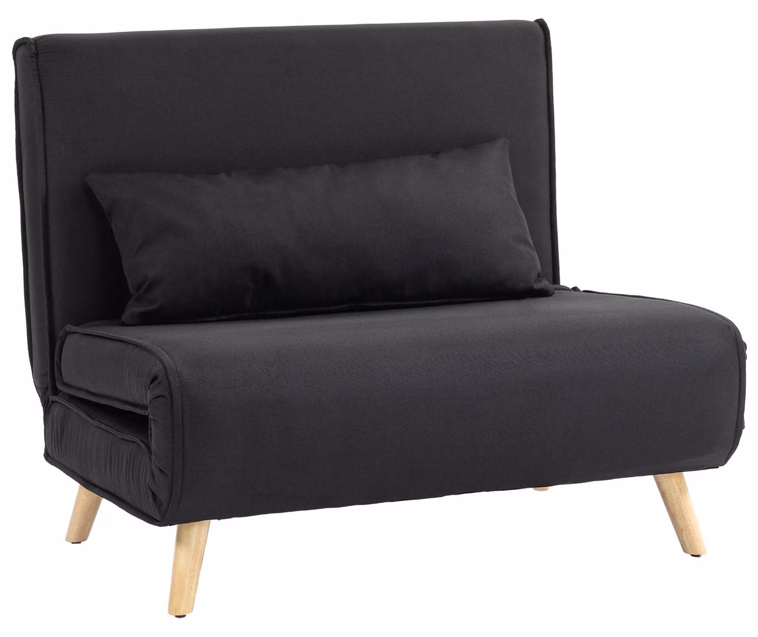 Divano letto 2 in 1, resistente fino a 350 kg, con schienale regolabile, cuscini decorativi, aspetto lino (nero)