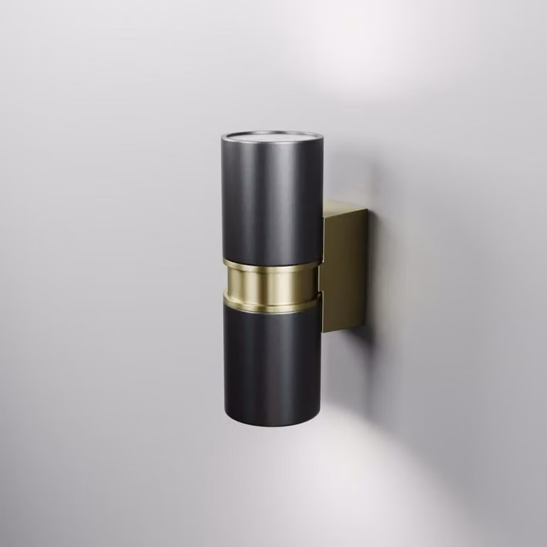 Applique da esterno Bowery nero e oro 2xGU10x50W in metallo, dimensioni: 18x6,4x9,5 cm, IP54 Maytoni