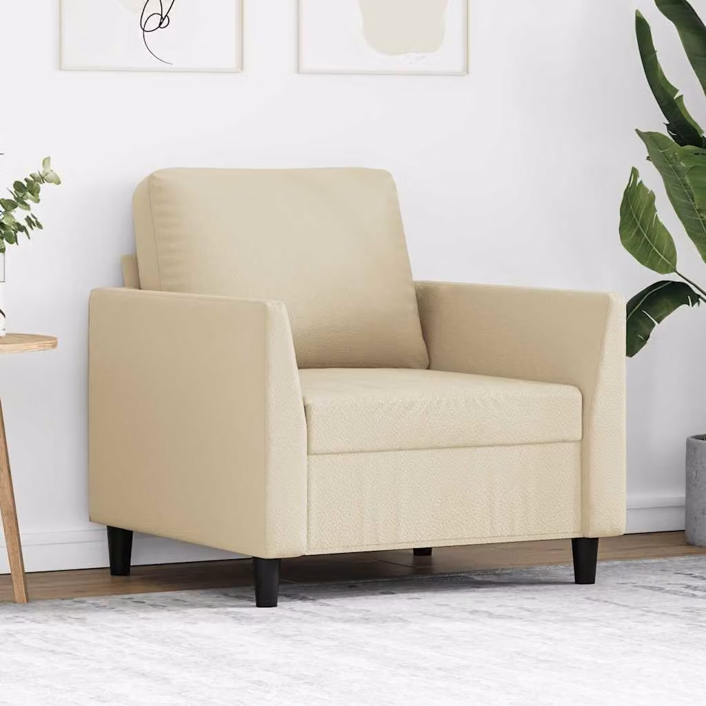 Poltrona moderna vidaXL in similpelle beige con struttura in metallo e braccioli