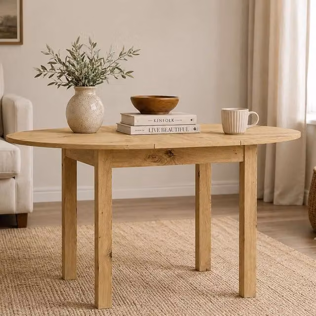 DMORA Tavolo Allungabile per 6 Persone in Rovere Marrone con Finitura Opaca e Stile Rustico L: 100 cm, P: 80 cm, H: 76 cm – 1