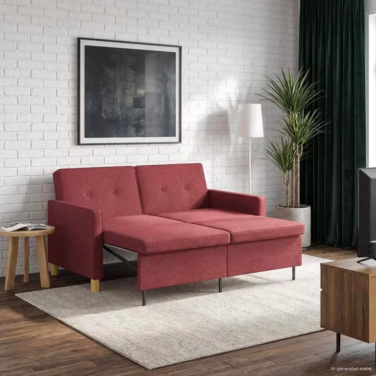 vidaXL Divano Letto Estraibile Moderno in Tessuto Rosso