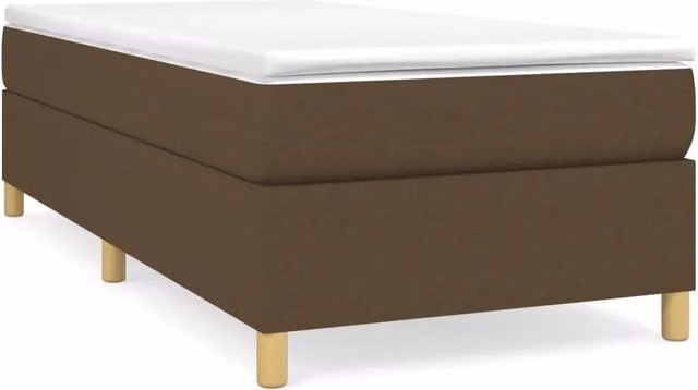 Letto singolo | Letto per adulti | Giroletto a Molle con Materasso Marrone Scuro 80x200 cm Tessuto