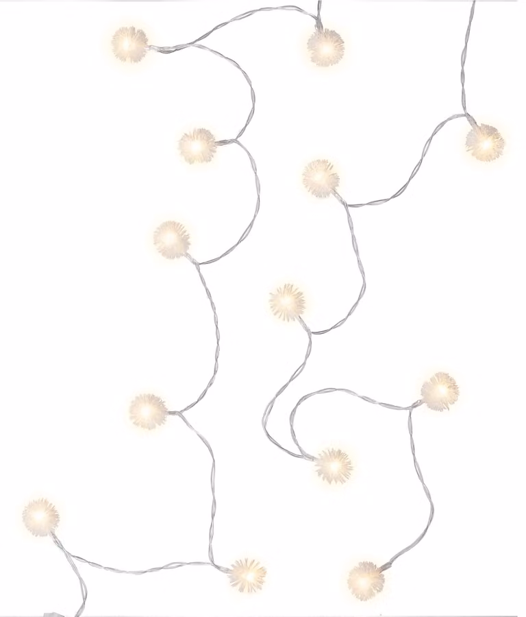 20 luci a LED a forma di pallina di neve, luce bianco caldo, con timer, alimentazione a batteria, lunghezza 3,15 metri