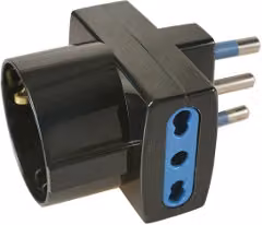 Adattatore Scame Nero con 2 prese 2P+T 10/16A e 1 presa 2P+T standard italiano 10A e tedesco 16A PP0468 1R