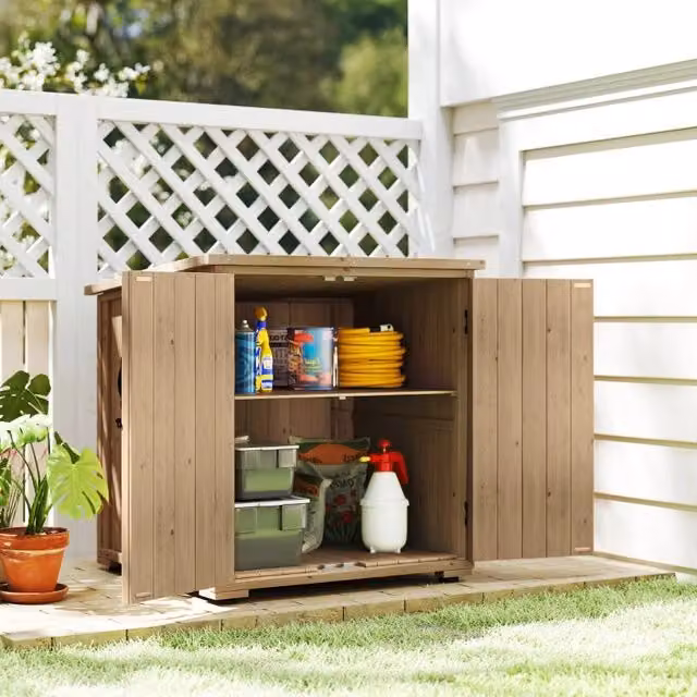 Armadio da giardino con ripiano regolabile e tetto in asfalto in legno colore grigio scuro 77,5 × 88 × 83/90 cm