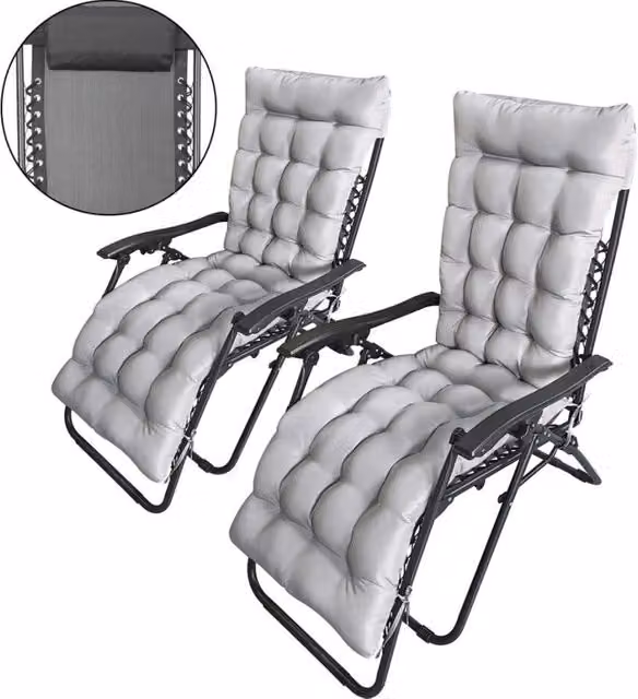 Set di 2 poltrone da giardino reclinabili a gravità zero Sintra con cuscino imbottito Habitat - Nero e Grigio