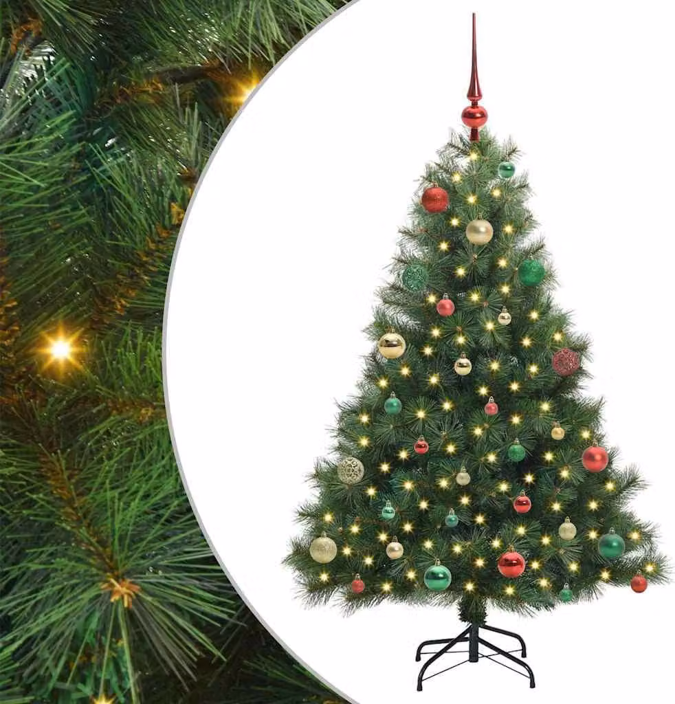 Albero di Natale artificiale con 150 LED Verde 150 cm PE e PVC