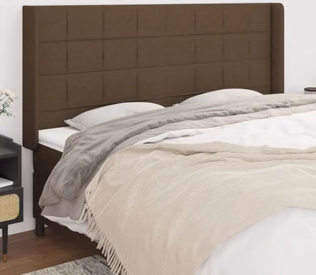 Testiera ad orecchio vidaXL in tessuto marrone scuro L: 183 cm, P: 16 cm, H: 118-128 cm