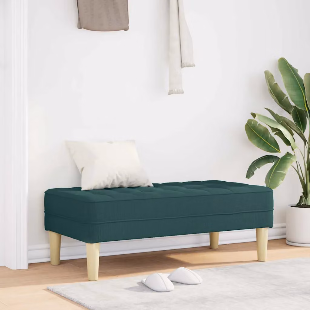 Panchina con cuscino vidaXL in legno e tessuto Verde Scuro L: 113 cm, P: 57 cm, H: 39 cm