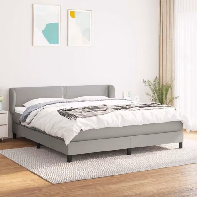 Letto Ibrido vidaXL con Giroletto a Molle e Materasso Grigio Chiaro e Bianco L/P: 180 x 200 cm – 1