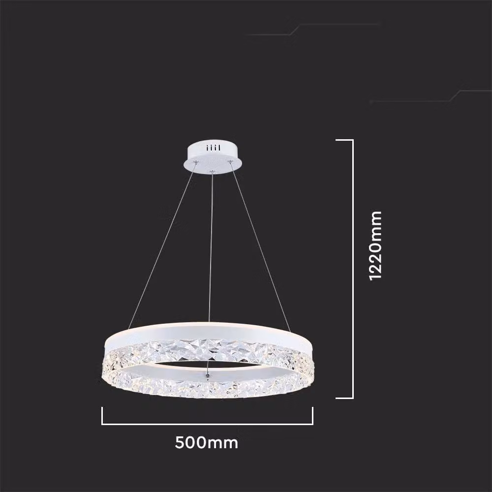 Lampadario LED a sospensione V-TAC VT-7581 ad anello con cristallo, luce bianco caldo 3000K, colore bianco e trasparente – 2
