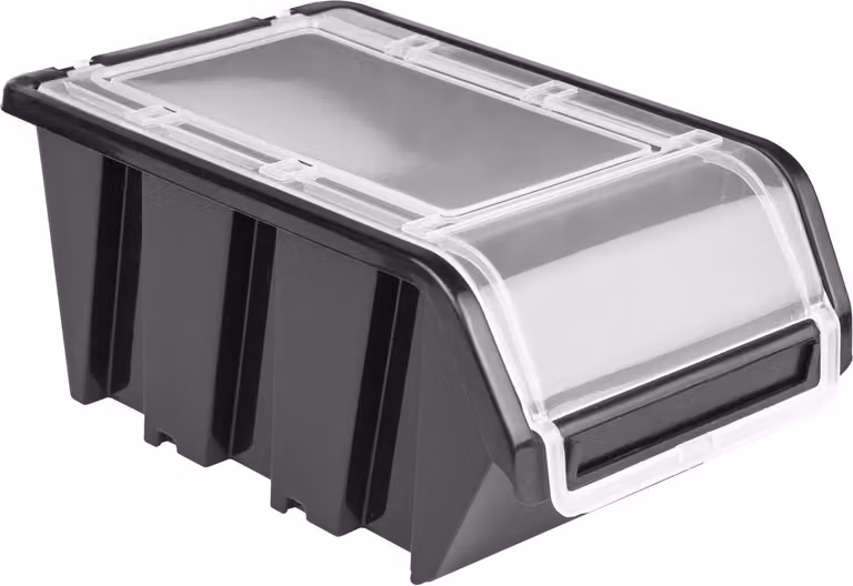 100 x box di stoccaggio in plastica impilabili box di smistamento con coperchio 120x195x90 nero