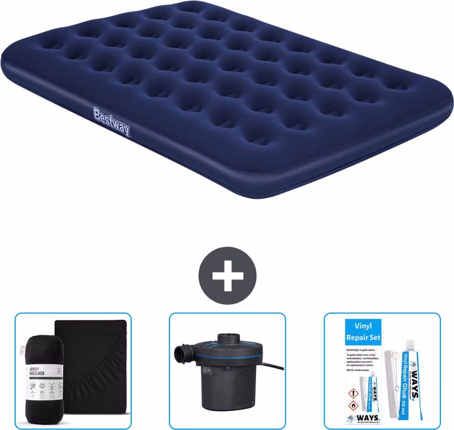 Materasso gonfiabile Bestway - Letto francese - 137 x 191 x 22 cm - Blu - Accessori inclusi